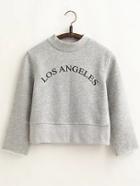 Romwe Grey Letter Print Crew Neck Crop Sweatshirt