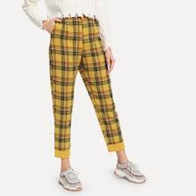 Romwe Plaid Zip Back Pants