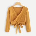 Romwe Knot Front Wrap Tee