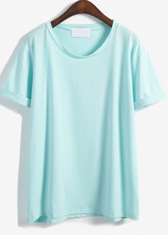 Romwe Round Neck Loose Green T-shirt