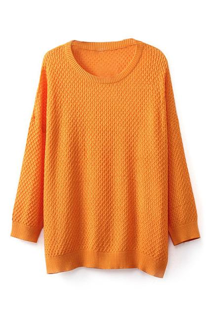 Romwe Loose Sheer Orange Jumper