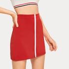 Romwe Zip Through A-line Skirt