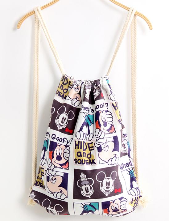 Romwe Multicolor Mickey Print Backpack