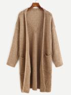 Romwe Khaki Pockets Eyelet Coat