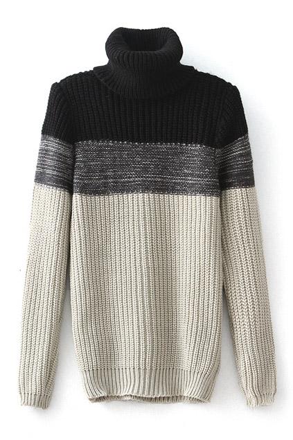 Romwe Color Block Grey Turtleneck