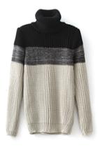 Romwe Color Block Grey Turtleneck