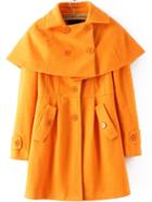 Romwe Lapel Removable Cape Yellow Coat