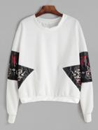 Romwe White Contrast Sequined Sweatshirt