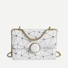 Romwe Geometric Pattern Flap Chain Bag