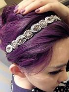 Romwe Delicate Flower Rhinestone Elastic Ribbon Hair Band