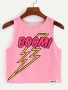 Romwe Pink Boom Print Tank Top