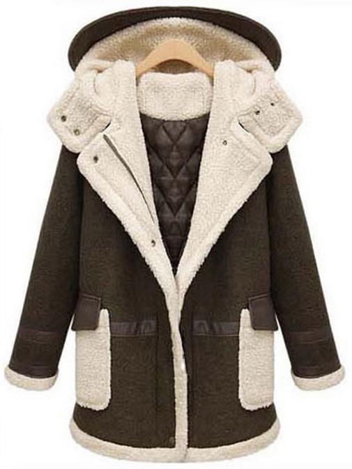 Romwe Hooded Zipper Pockets Coat