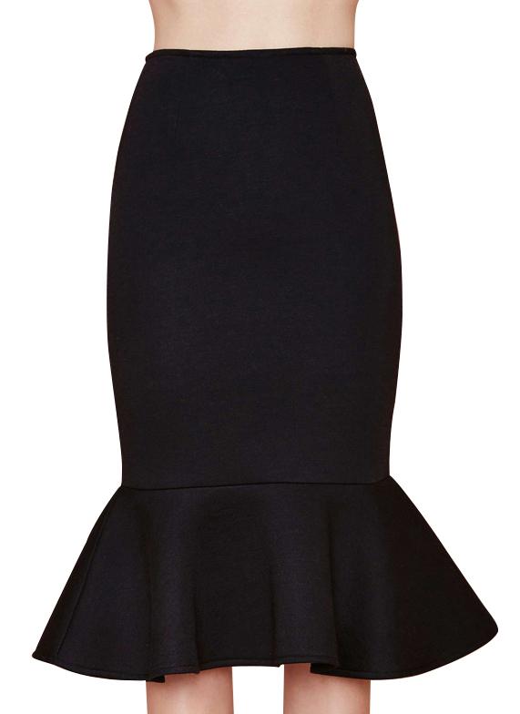 Romwe Zipper Bodycon Flouncing Skirt