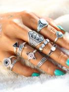 Romwe Geometric Design Ring Set 10pcs