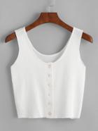 Romwe Button Front Knitted Tank Top