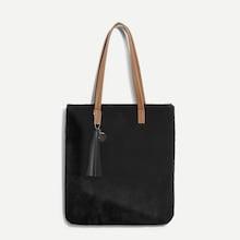 Romwe Faux Fur Design Tassel Tote Bag
