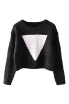 Romwe Triangle Knitted Midriff Jumper