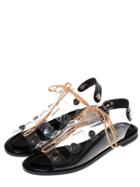 Romwe Studded Lace-up Sandals - Sheer