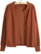 Romwe With Buttons Knit Coffee Cardigan