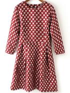 Romwe Heart Print A-line Red Dress