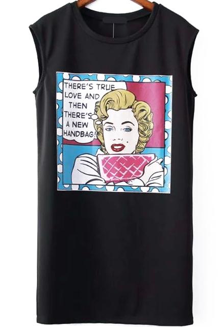 Romwe Monroe Print Sun Dress