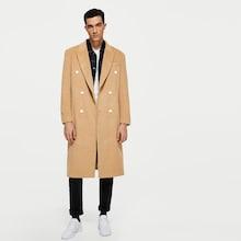 Romwe Guys Double Breasted Notched Longline Coat