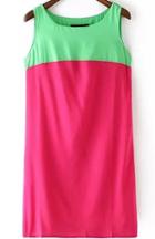 Romwe Color-block Chiffon Sun Dress
