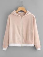 Romwe Faux Fur Hoodie Jacket