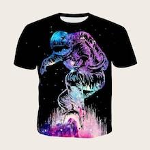 Romwe Guys 3d Astronaut Print Tee