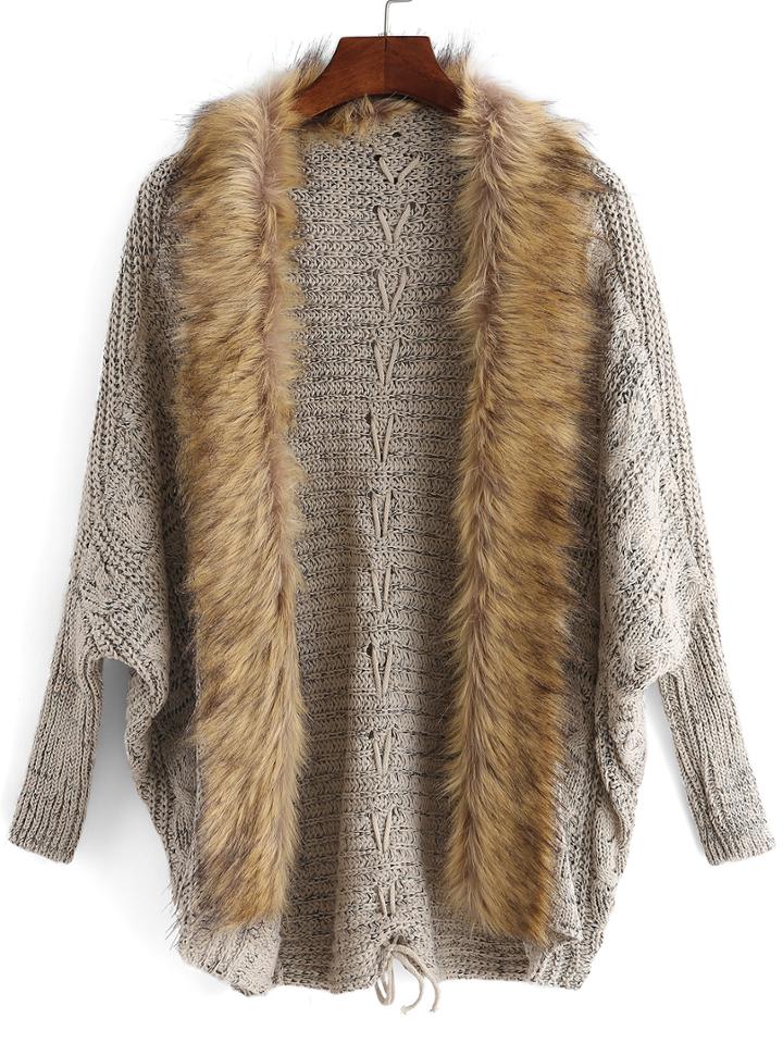 Romwe Bat Sleeve Lace Up Apricot Coat