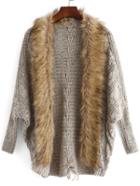 Romwe Bat Sleeve Lace Up Apricot Coat