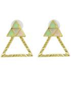 Romwe New Design Green Small Enamel Triangle Earrings