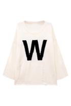 Romwe W Knitted Loose White Jumper