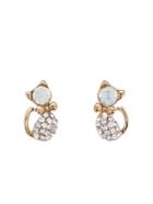 Romwe Gold Plated White Crystal Rhinestone Ear Stud Earrings