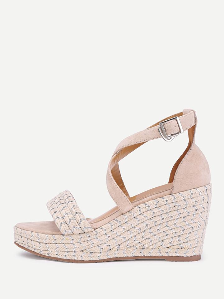 Romwe Criss Cross Woven Wedge Sandals