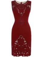 Romwe Burgundy Hollow Embroidered Sheath Dress