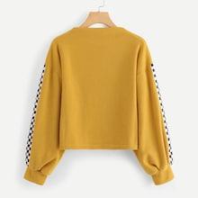 Romwe Drop Shoulder Plaid Sweatshirt