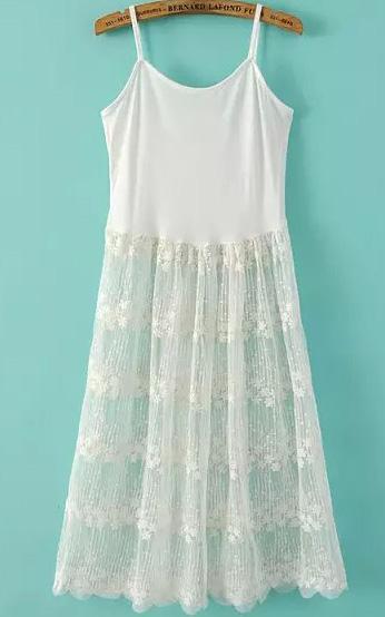 Romwe Spaghetti Strap Lace Embroidered Dress