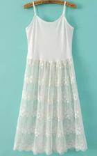 Romwe Spaghetti Strap Lace Embroidered Dress