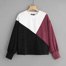 Romwe Cut-and-sew Corduroy Pullover