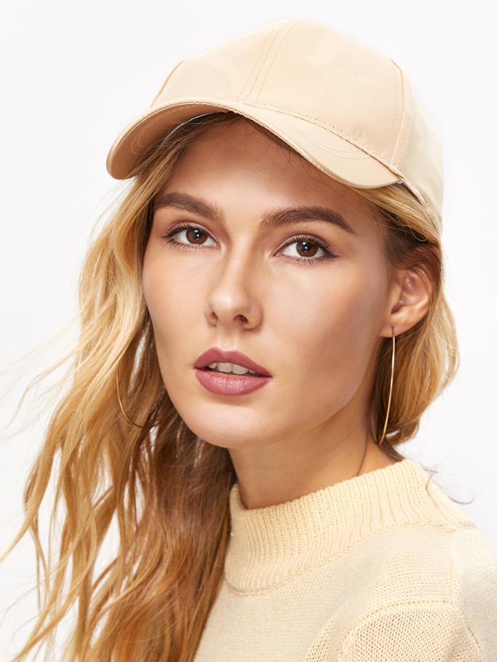 Romwe Gold Satin Casual Baseball Cap