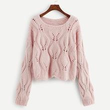 Romwe Solid Hollow Out Sweater