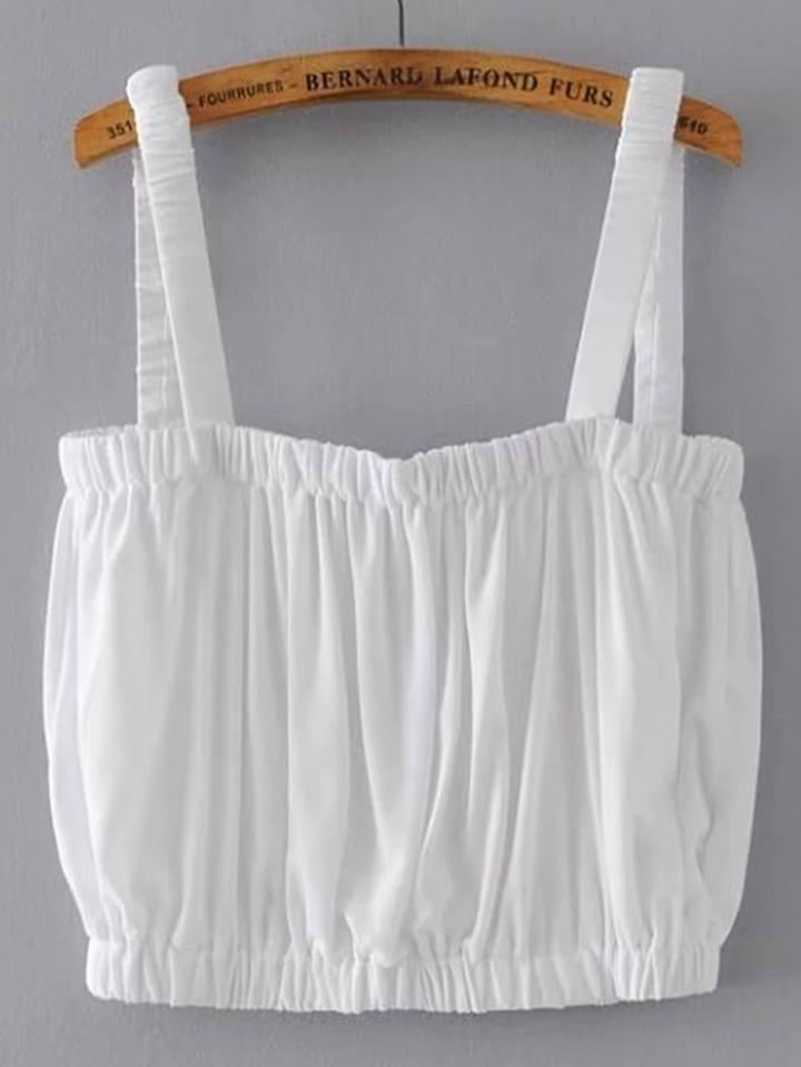 Romwe Wide Strap Elastic Hem Top