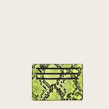 Romwe Snakeskin Pattern Neon Lime Purse