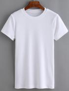 Romwe Crew Neck White T-shirt