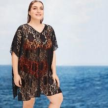 Romwe Plus Floral Lace Cover Up