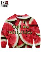 Romwe This Is Print Watermelon Print Long-sleeved Sweatshirt