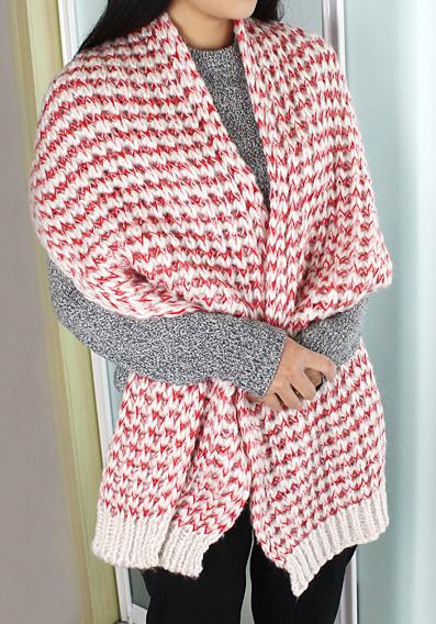 Romwe Striped Knit Scarf-red