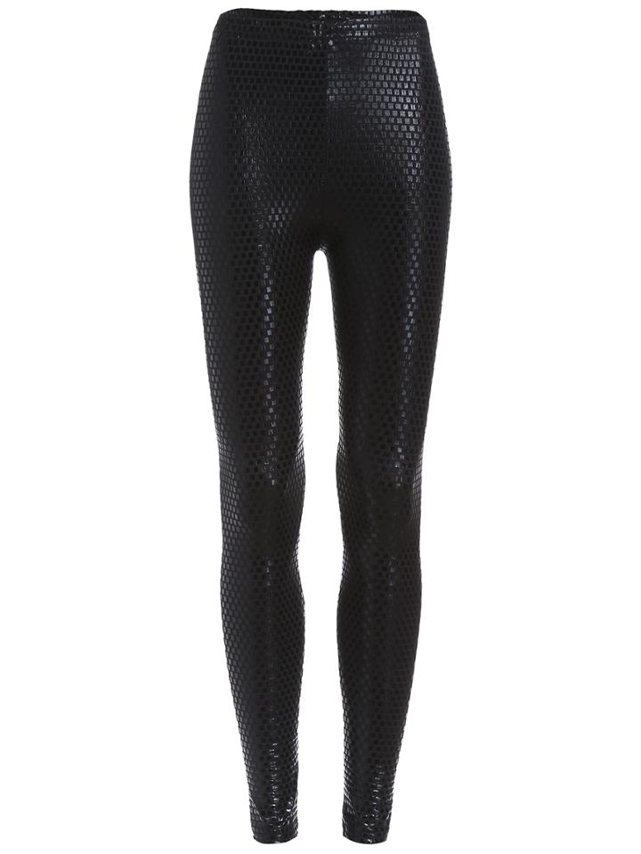 Romwe Black Slim Snakeskin Leggings