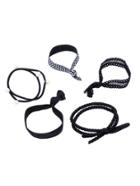 Romwe Black And White Multi Shape Elastic Hair Ties